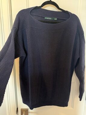 Ralph Lauren Navy Textured Crewneck Sweater